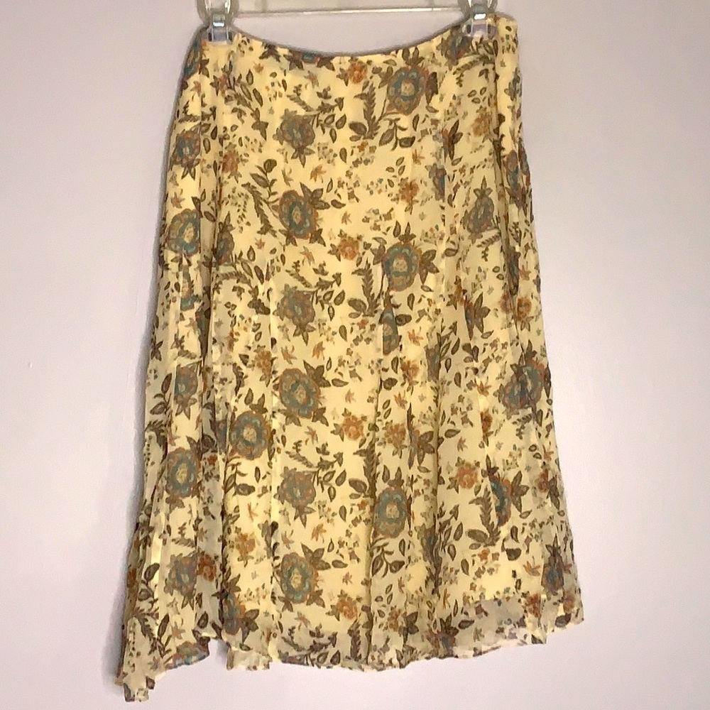 JONES New York Plus Silk Spring Floral MIDI Skirt cream plus 16